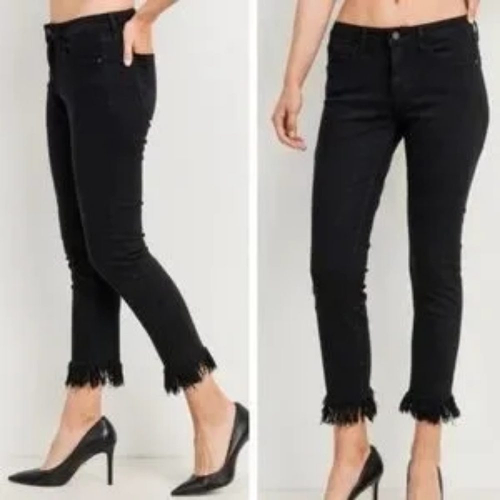 Classic Black Fringed Women's Jeans